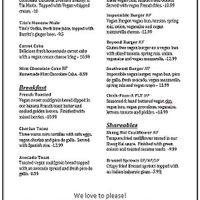 Vegan brunch menu as of 3/8/2020 at Terry's Terrace in Harrison Charter Township