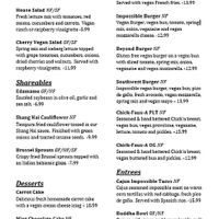 Vegan menu as of 3/8/2020 at Terry's Terrace in Harrison Charter Township