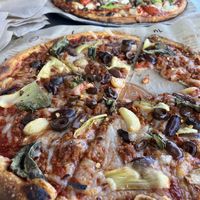 Not a great photo, as I took a bite before I remembered to snap it!  Vegan cheese, chorizo, and lots of veggies!   at Blaze Pizza - Town Center in Jacksonville