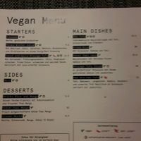 vegan menu at Nooba Restaurant in Laax