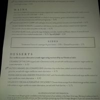 vegan menu at The Old Forge in Otterbourne