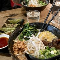 Dumplings and creamy ramen  at Ohyama Ramen in Whistler