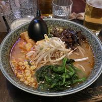 Vegan garlic miso ramen with shiitakes  at Ohyama Ramen in Whistler