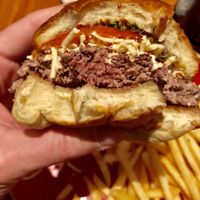 The Impossible Burger, with vegan cheese, sprouts, whole seed mustard, and tomato.  at Broad Table Tavern in Swarthmore