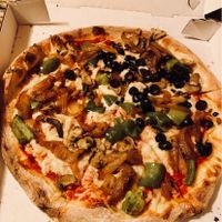 Veggie pizza vegan cheese  at Amici's East Coast Pizzeria in Redwood City