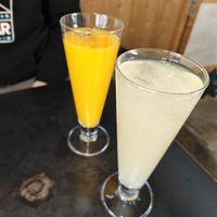 Mikan juice and organic ginger ale at Onwa in Nara