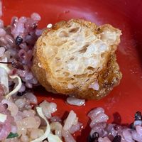 Close-up of the karaage inside; the texture was incredible. at Onwa in Nara