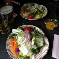Salad with orange dressing at Onwa in Nara