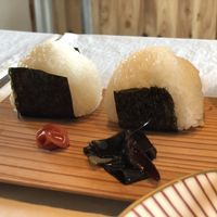 Omusubi - 2 Rice balls with seaweed and pickled plum  at Onwa in Nara
