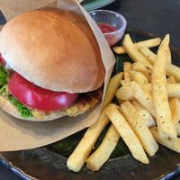 Teriyaki burger set at Onwa in Nara