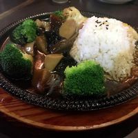 Sizzling stew abalone mushroom with rice at Dessert Library in Johor Bahru