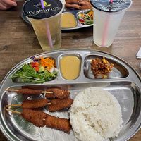 Satay with coconut rice at Tea Shrine in Alice Springs