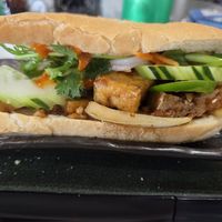 Half of the tofu bahn mi at Saigon Bistro in Fayetteville