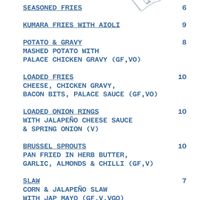 New menu sides at Palace in Mount Maunganui