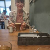 Hot coffee with organic soy milk. at Where is a Dog in Tokyo