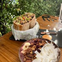 A burrito + açaí bowl at Sapiens in Santiago