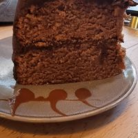 Apple cinnamon cake with chocolate icing (huge piece) at Sapiens in Santiago