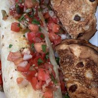 Vegan burrito with toast instead of home fries (I didn’t feel like potatoes lol)  at Jeannie's Great Maine Breakfast in Bar Harbor