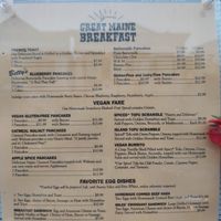 Vegan section at Jeannie's Great Maine Breakfast in Bar Harbor