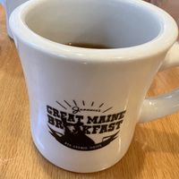 Coffee with almond milk  at Jeannie's Great Maine Breakfast in Bar Harbor