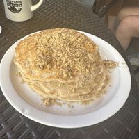 Walnut oatmeal pancakes   at Jeannie's Great Maine Breakfast in Bar Harbor