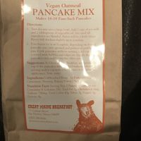 Vegan pancake mix for sale in the cafe at Jeannie's Great Maine Breakfast in Bar Harbor