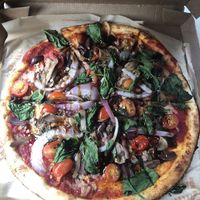 veggie pizza w vegan cheese  at Blaze Pizza in Storrs