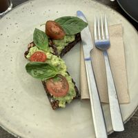 Smashed avocado bread. A bit too small for 19,50$  at George Cafe in Mount Maunganui