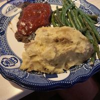 We got the impossible meatloaf with vegan mashed potatoes and green beans. Everything was really good!!    at Founding Farmers in King Of Prussia