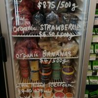 coconut ice cream and frozen fruit! freezer goals!! at Be Organics in Mount Maunganui