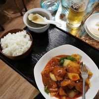 Potato curry with rice and soup at Taiwan Shokudo in Tokyo