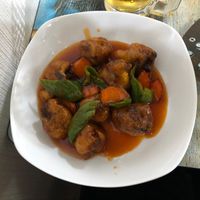 Sweet and sour with fried soy pieces at Taiwan Shokudo in Tokyo