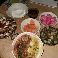 Mezze tasting platter at Aleph Middle Eastern Eatery in Vancouver