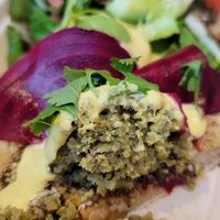 Breakfast Falafel Benny at Aleph Middle Eastern Eatery in Vancouver