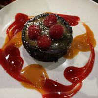 Delicious chocolate cake with infused raspberries  at Wildest Restaurant & Bar in Palm Desert