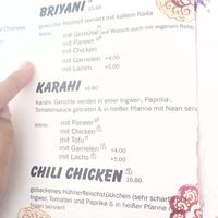 Menu 2023 at Indiya in Wels