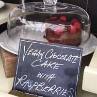 Vegan chocolate and raspberry cake, with recipe shared on their facebook page at Wistow Cafe Bistro in Leicester