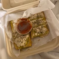 Vegan cheesy garlic bread at Bizza in San Francisco