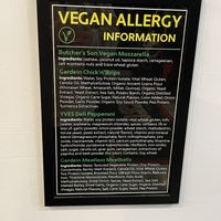Vegan allergy info sign   at Bizza in San Francisco