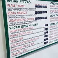 Vegan menu  at Bizza in San Francisco