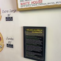 Vegan Allergy Information ℹ️ Sign.   at Bizza in San Francisco