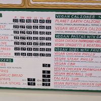 Vegan menu at Bizza in San Francisco