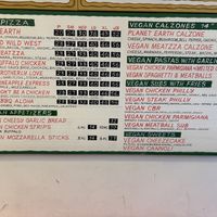 Vegan menu  at Bizza in San Francisco
