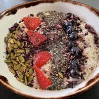 Almond Milk, Banana and Cardamon Bircher at Sweetbrew in Launceston