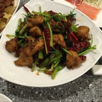 Dee fried spicy veggie chicken Sichuan style at Harmony Village Vegetarian in Hong Kong Island
