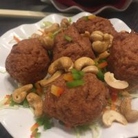 Deep fried meatballs at Harmony Village Vegetarian in Hong Kong Island