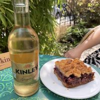 Ginger ale & cherry cake  at Maghaz Restaurant and Teahouse in Budapest