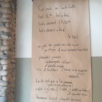 Food menu at Cafe Folk in Le Mans