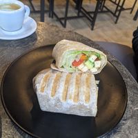 Tofu wrap with added avocado at SaVeg Cafe in Calgary