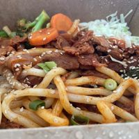 Spicy chicken udon at SaVeg Cafe in Calgary